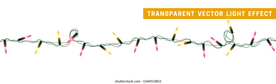 Christmas lights, Xmas decorations glowing orange and pink garlands. For light design background.