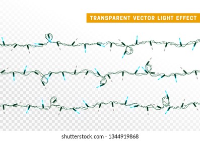 Christmas lights, Xmas decorations glowing white and blue garlands. For light design background.