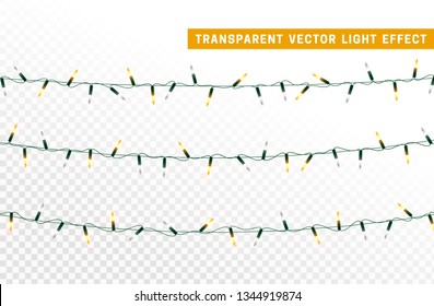 Christmas lights, Xmas decorations glowing orange and white garlands. For light design background.