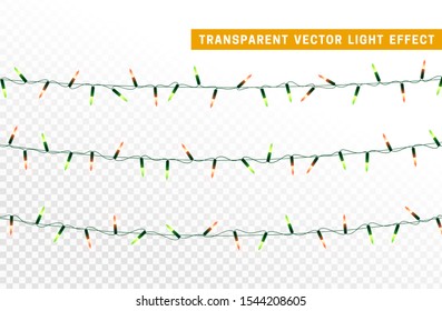 Christmas lights, Xmas decorations glowing garlands red and green colors. For light design background.