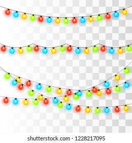 Christmas Lights Isolated On Transparent Background Stock Vector ...