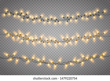 Christmas lights. Xmas string, vector glowing garland