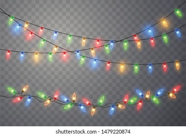 Christmas lights. Xmas string, vector glowing garland