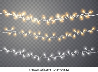 Christmas Lights. Xmas String, Vector Glowing Garland