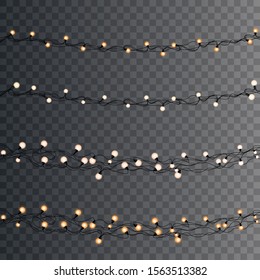 Christmas lights. Xmas string, vector glowing garland