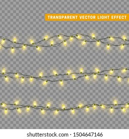 Christmas Lights Yellow Color Decorations Design Stock Vector (Royalty ...