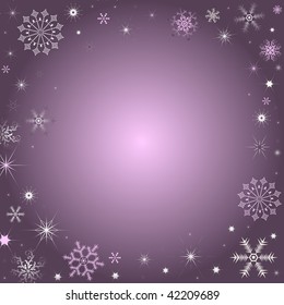 Christmas lilac background with snowflakes (vector)