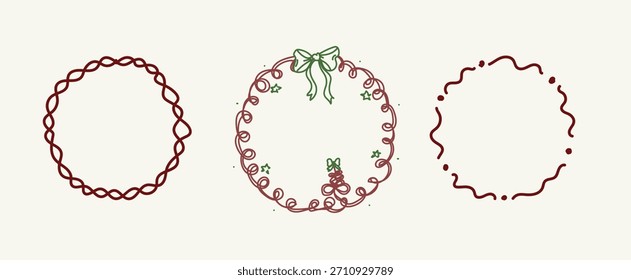 Christmas Line Art Circle Frames