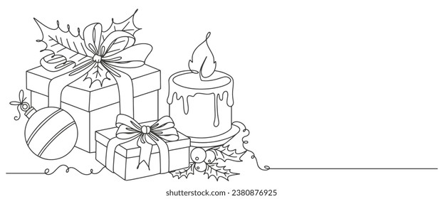 ilustración vectorial de elementos de arte de la línea de Navidad