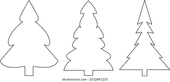 ilustração vetor árvore de arte de linha de Natal sobre fundo branco  