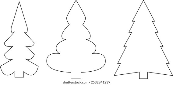 Ilustración vectorial del árbol del arte de la línea de las Navidades en el fondo blanco  