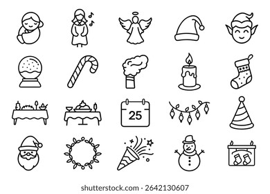 Christmas line art vector icon