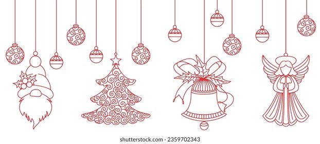 Christmas line art vector illustration, christmas element design