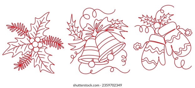 Christmas line art vector illustration, christmas element design