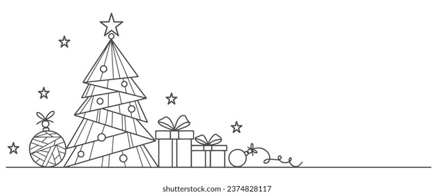 Christmas line art vector illustration