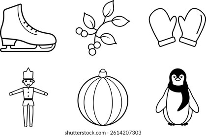 christmas line art white background