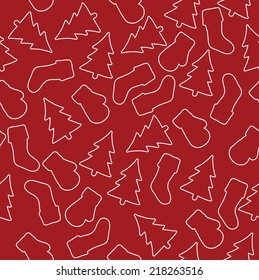 christmas  line doodle seamless pattern