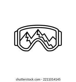 Christmas line icon from the Christmas camping series. Happy Holidays symbol and elements. Stock winter vector. ski goggles