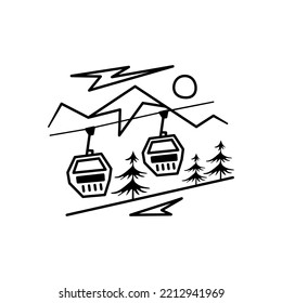 Christmas line icon from the Christmas camping series. Happy Holidays symbol and elements. Stock winter vector. Ski resort cabins