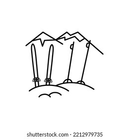 Christmas line icon from the Christmas camping series. Happy Holidays symbol and elements. Stock winter vector. Ski mountains