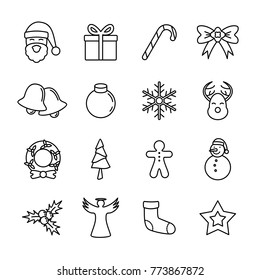 Christmas Line Icon for card template, background template, ornamental and decorative element