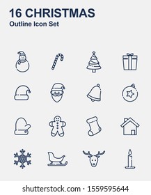 Christmas Line Icon logo Set