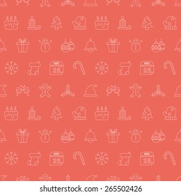 Christmas line icon pattern set