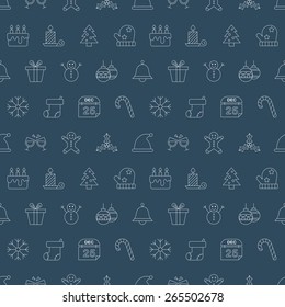 Christmas line icon pattern set