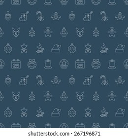 Christmas line icon pattern set