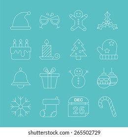 Christmas line icon set