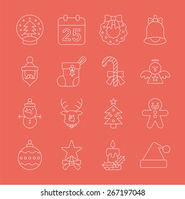 Christmas line icon set