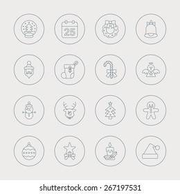 Christmas line icon set