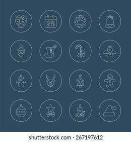 Christmas line icon set