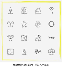 Christmas line icon set christmas, bow and cookie etc.