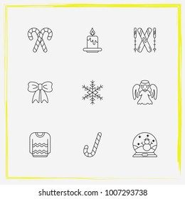 Christmas line icon set candy, sweater and bow etc.
