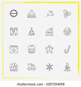 Christmas line icon set candy, claus and santa etc 