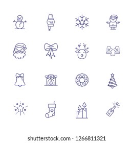 Christmas line icon set. Characters, Santa Claus, reindeer, snowman. Celebration concept. Can be used for topics like December, vacation, holiday