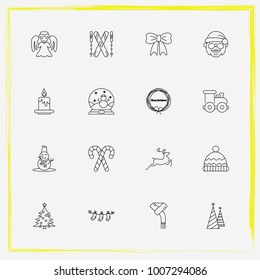 Christmas line icon set claus, hat and santa etc 