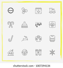 Christmas line icon set claus, christmas and angel etc.