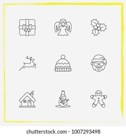 Christmas line icon set cookie, santa  and claus etc