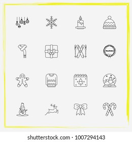 Christmas line icon set cookie, wreath and christmas etc.