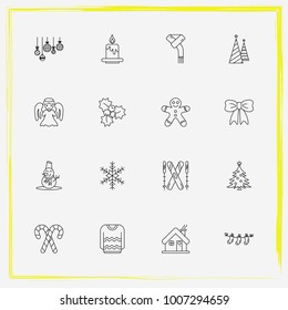 Christmas line icon set cookie, angel and snowflake etc