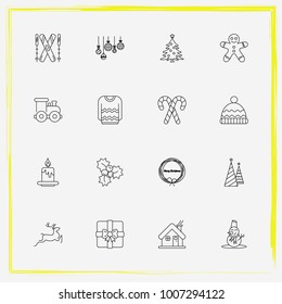 Christmas line icon set christmas, deer and candy etc.