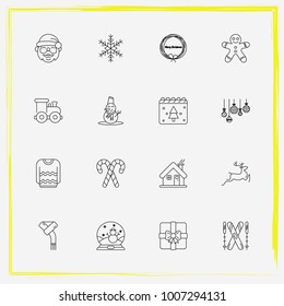 Christmas line icon set gift, snowman and candy etc.