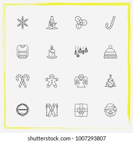 Christmas line icon set christmas, hat and snowman etc.
