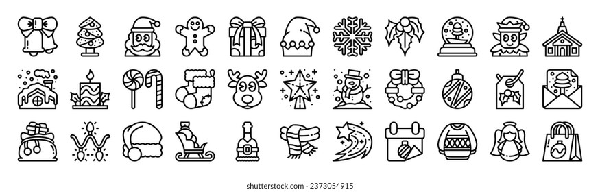 Christmas line icon set. Perfect for graphic design, mobile, UI, and web masterpieces