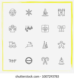 Christmas line icon set santa , christmas and locomotive etc.