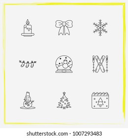 Christmas line icon set sock, christmas and snowball etc