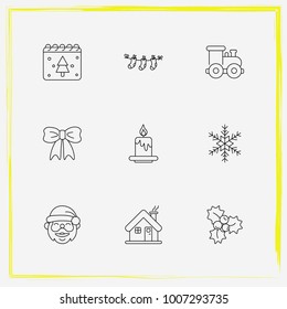 Christmas line icon set sock, calendar and santa etc.