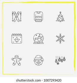 Christmas line icon set sweater, snowflake and santa  etc